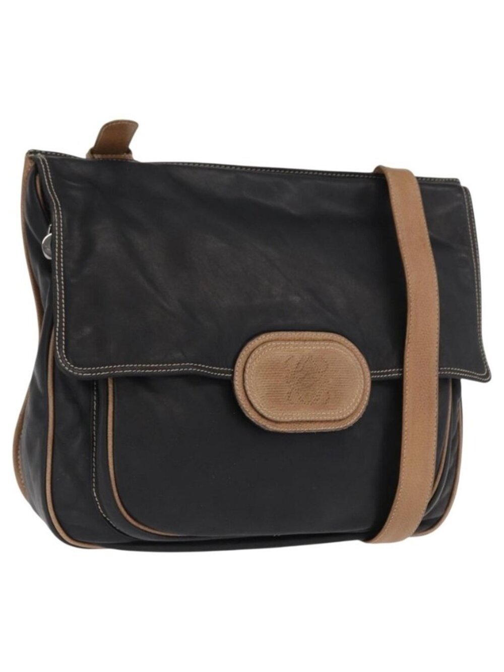 Authentic LOEWE Anagram Shoulder Bag Leather Black